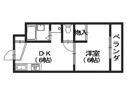 クレストビュー長束(1DK/1階)の間取り写真