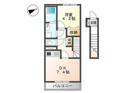 コンフォート矢賀(1DK/2階)の間取り写真