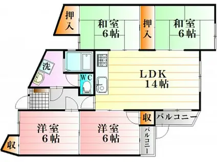 恵和レジデンス2(4LDK/3階)の間取り写真