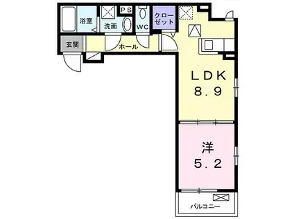 コンテIII 祇園(1LDK/1階)の間取り写真