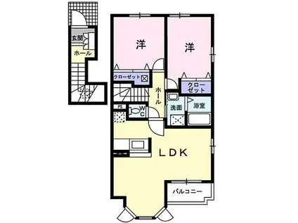 グレンツェン弐番館(2LDK/2階)の間取り写真