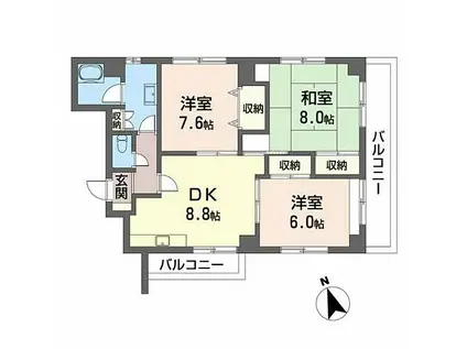 ニュー海田ビル(3DK/4階)の間取り写真