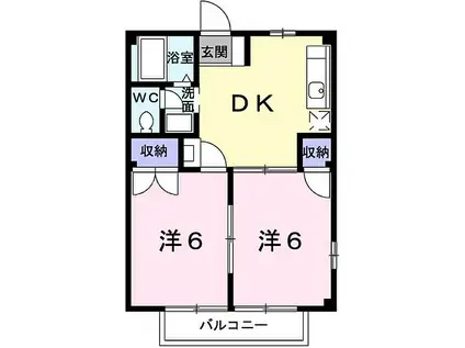 ニューシティ原田II(2DK/2階)の間取り写真