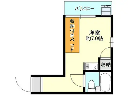 クリスタルレジデンス舟入(ワンルーム/2階)の間取り写真