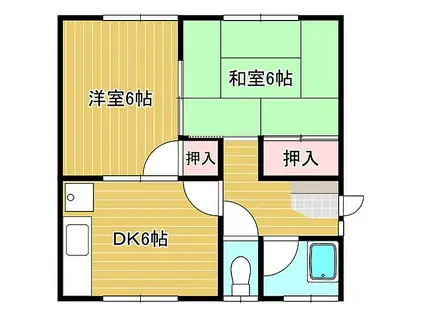 三宅第一アパート(2DK/2階)の間取り写真