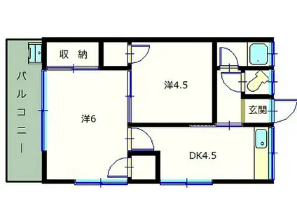武村アパート(2DK/1階)の間取り写真