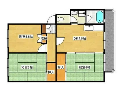 第2仁井田マンション(2LDK/2階)の間取り写真