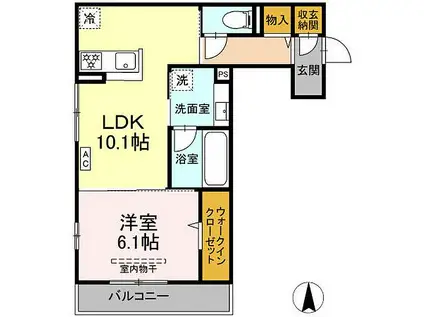 D-ROOMコサコ(1LDK/2階)の間取り写真