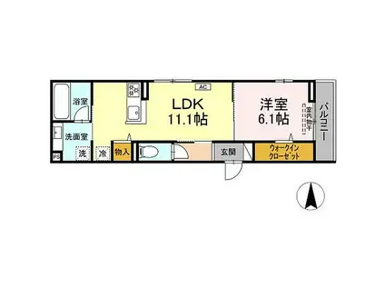 D-ROOMコサコ(1LDK/2階)の間取り写真