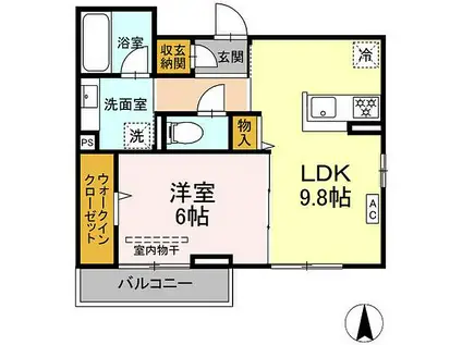 D-ROOMコサコ(1LDK/3階)の間取り写真