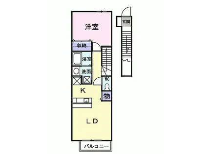 ハーモニー(1LDK/2階)の間取り写真