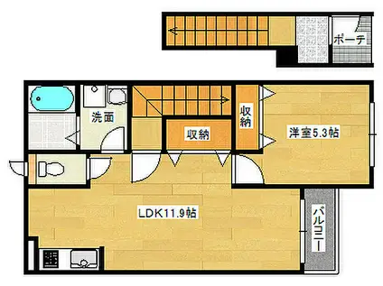 ヴァンベール(1LDK/2階)の間取り写真