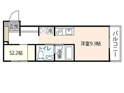 ソシエテ海田・畝(ワンルーム/1階)の間取り写真