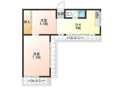 大栄マンション(2DK/3階)の間取り写真