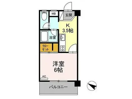 ROSE HOUSE(1K/3階)の間取り写真