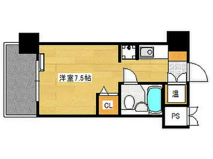 広島電鉄宮島線 修大協創中高前駅 徒歩3分 4階建 築42年(ワンルーム/3階)の間取り写真