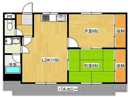 JR芸備線 戸坂駅 徒歩10分 3階建 築30年(2LDK/2階)の間取り写真