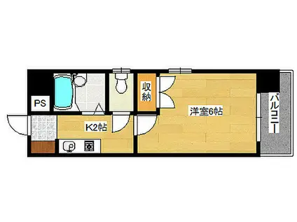 広島電鉄2系統 十日市町駅 徒歩2分 7階建 築31年(1K/4階)の間取り写真