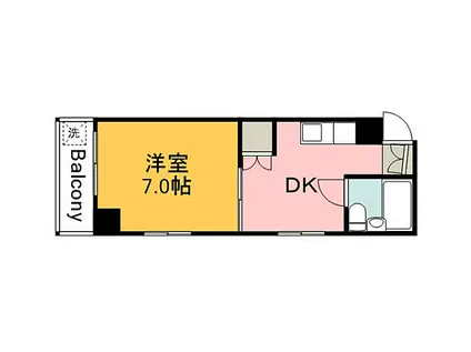 JR芸備線 矢賀駅 徒歩14分 3階建 築43年(1DK/2階)の間取り写真