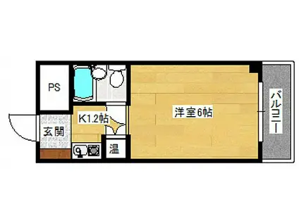 広島電鉄5系統 比治山下駅 徒歩2分 8階建 築39年(1K/7階)の間取り写真
