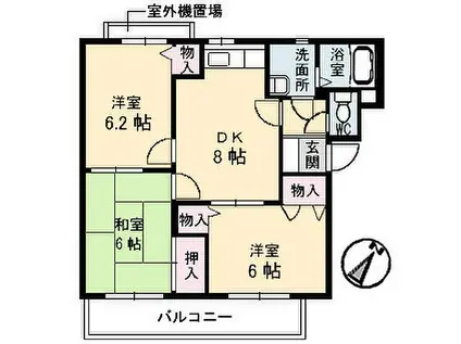 JR芸備線 戸坂駅 徒歩7分 3階建 築20年(3DK/3階)の間取り写真