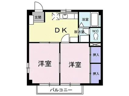 JR芸備線 安芸矢口駅 徒歩23分 2階建 築30年(2DK/2階)の間取り写真