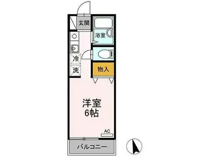 JR可部線 中島駅(広島) 徒歩3分 2階建 築31年(ワンルーム/2階)の間取り写真