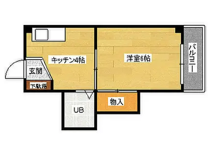 JR可部線 緑井駅 徒歩5分 3階建 築38年(1K/3階)の間取り写真