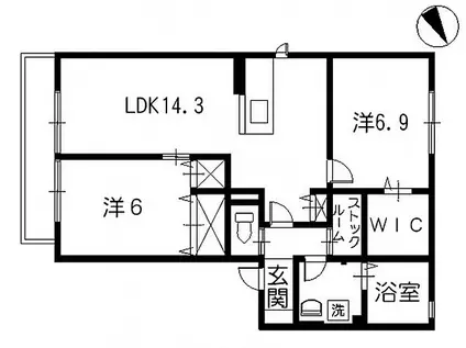 JR可部線 安芸長束駅 徒歩7分 2階建 築13年(2LDK/1階)の間取り写真