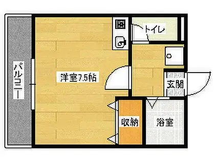 広島高速交通アストラムライン 伴中央駅 徒歩10分 2階建 築27年(ワンルーム/2階)の間取り写真