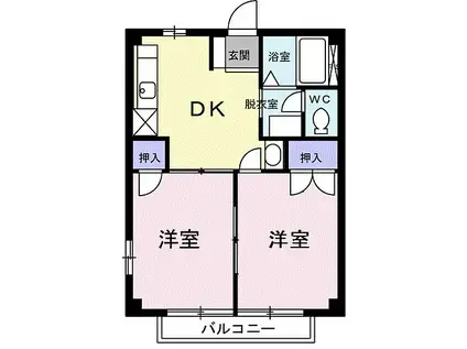 JR芸備線 安芸矢口駅 徒歩18分 2階建 築30年(2DK/1階)の間取り写真