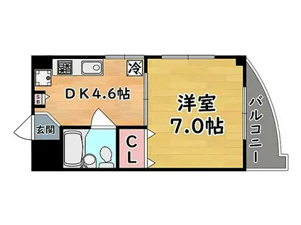 JR東海道・山陽本線 灘駅 徒歩3分 5階建 築37年(1DK/3階)の間取り写真