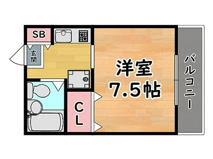 阪神本線 新在家駅 徒歩8分 4階建 築35年(1K/3階)の間取り写真