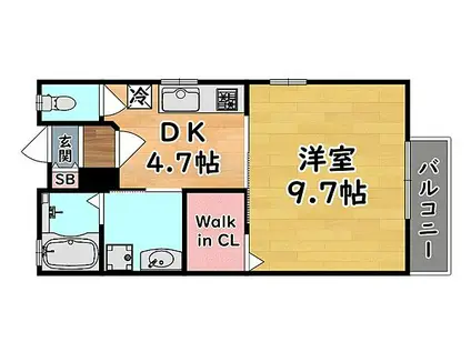 阪急神戸本線 六甲駅 徒歩7分 2階建 築21年(1DK/1階)の間取り写真