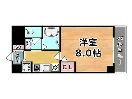 阪神本線 大石駅 徒歩1分 5階建 築29年(1K/2階)の間取り写真