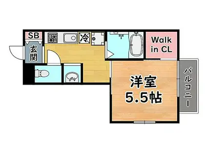 阪急神戸本線 六甲駅 徒歩8分 2階建 築22年(1K/2階)の間取り写真