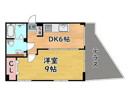 阪急神戸本線 六甲駅 徒歩3分 5階建 築36年(1DK/1階)の間取り写真