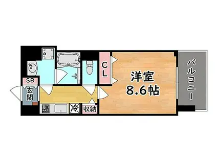 阪急神戸本線 王子公園駅 徒歩5分 8階建 築3年(1K/6階)の間取り写真
