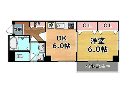 阪急神戸本線 六甲駅 徒歩12分 4階建 築31年(1DK/3階)の間取り写真
