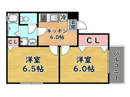 阪急神戸本線 六甲駅 徒歩13分 3階建 築26年(2K/3階)の間取り写真