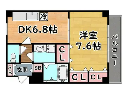 JR東海道・山陽本線 摩耶駅 徒歩4分 3階建 築26年(1DK/2階)の間取り写真
