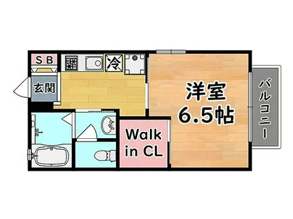 阪急神戸本線 六甲駅 徒歩8分 2階建 築22年(1K/2階)の間取り写真