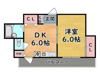 阪急神戸本線 六甲駅 徒歩12分 3階建 築37年(1DK/2階)の間取り写真