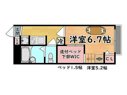 阪急神戸本線 六甲駅 徒歩10分 2階建 築15年(1K/2階)の間取り写真