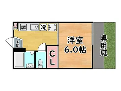 阪急神戸本線 六甲駅 徒歩5分 2階建 築40年(1K/1階)の間取り写真