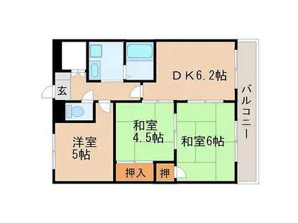 西村マンション(3DK/2階)の間取り写真