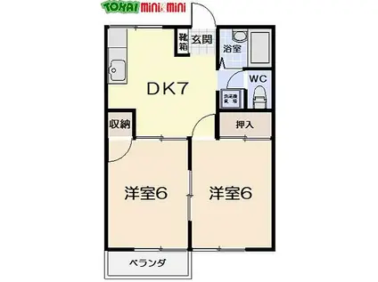 コーポT・K(2DK/2階)の間取り写真