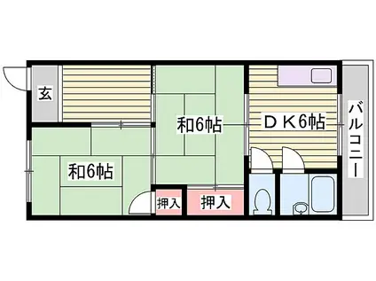 道本グリーンハウス(2DK/4階)の間取り写真