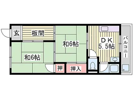 道本グリーンハウス(2DK/2階)の間取り写真