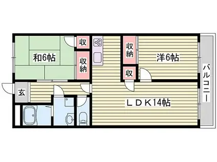 プレジオ王塚台(2LDK/2階)の間取り写真